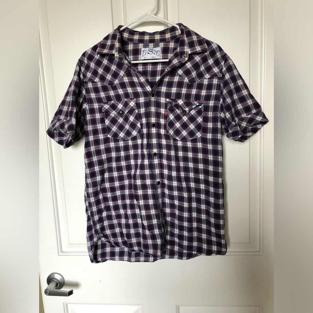 Levi’s Men's Plaid Short-Sleeve 100% Cotton Shirt Size Medium